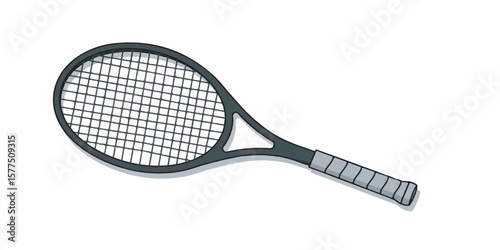 Tennis Racket Vector with Clean Strings and Bold Frame Design
