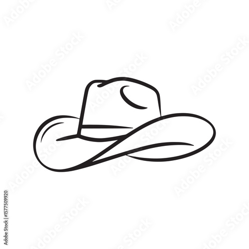 Cowboy hat line icon on white. Hat icon vector illustration isolated