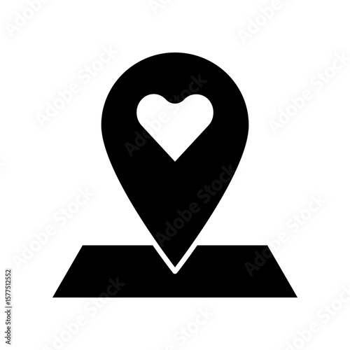 Heart Icon Inside a Location Marker on a Map Symbol