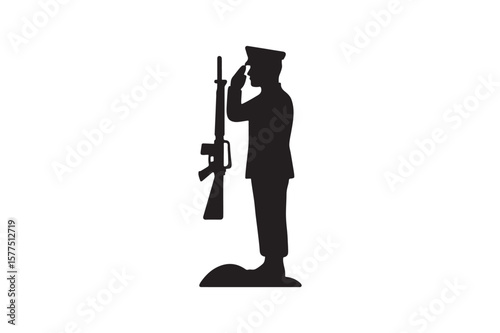 honor guard icon silhouette vector with white background