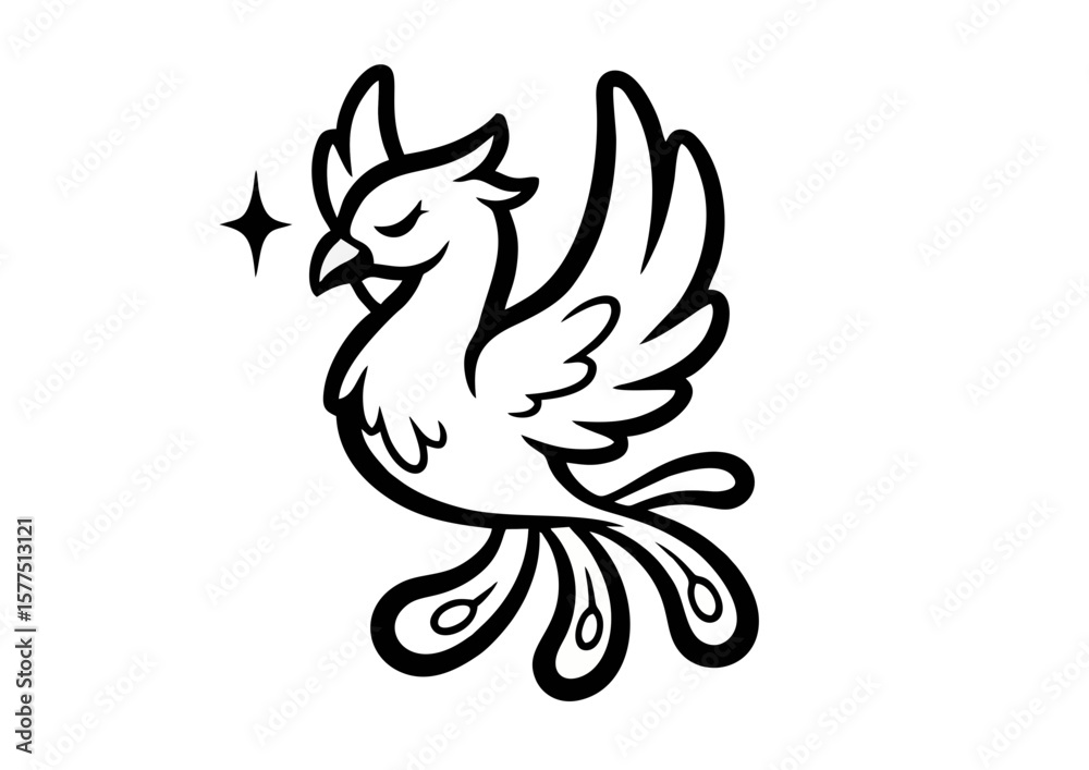 Obraz premium Mythical phoenix in graceful pose with sparkle 