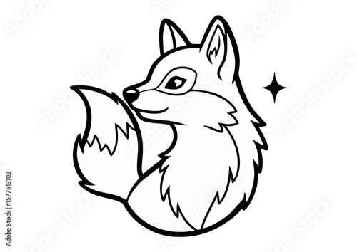 Charming fox profile with playful expression and sparkle effect