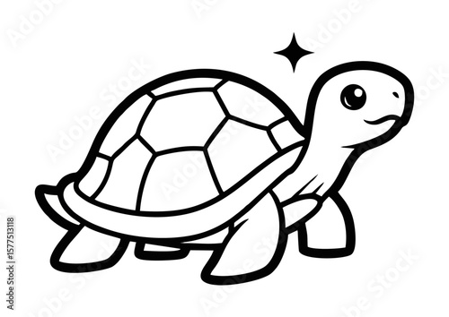 Adorable turtle smiling and playful with sparkle effect 
