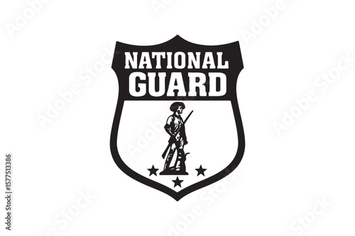 national guard badge icon silhouette vector with white background