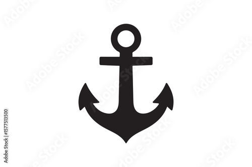 navy anchor icon silhouette vector with white background