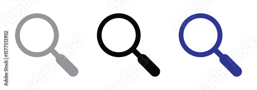 Search Icon Set – Minimalist Magnifying Glass Collection