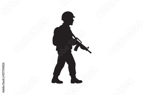 soldier icon silhouette vector with white background