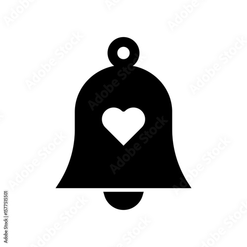 Minimalist Icon of Notification Bell with Heart Symbol for Love and Alerts