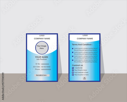 Print Design, Professional ID card vector template clean, modern, and customizable design for Print or digital use, ID Card, Identity Card for print, Adobe Illustrator Vector file for Branding.