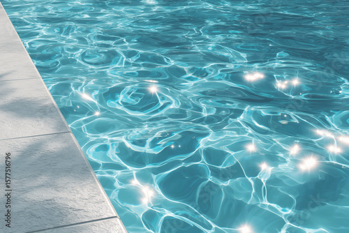 Sunlight reflects off the shimmering, blue water in a pool. The clear water is so refreshing.