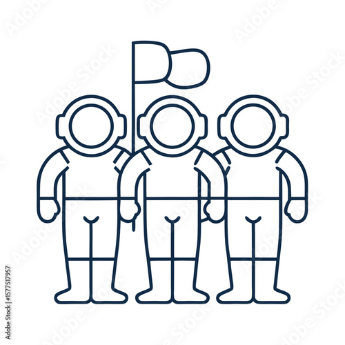astronauts in spacesuits standing together illustration