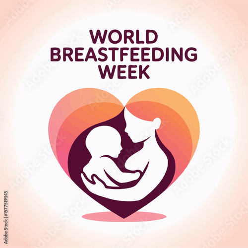 World Breastfeeding Week Icon Mother Baby Love Care Symbol