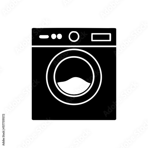 Simple washing machine icon suitable for laundry service logo, household appliance app, washing instructions guide, website design, household icon set.
