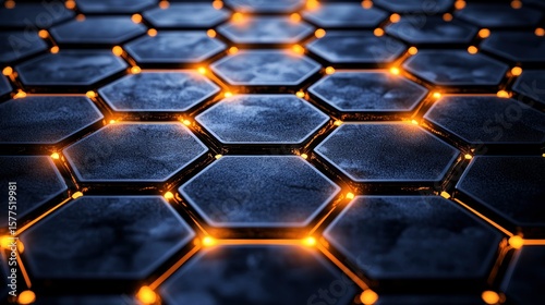 Dark hexagon grid with glowing points