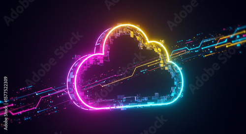 Wallpaper Mural Neon cloud computing technology digital data storage network connection Torontodigital.ca