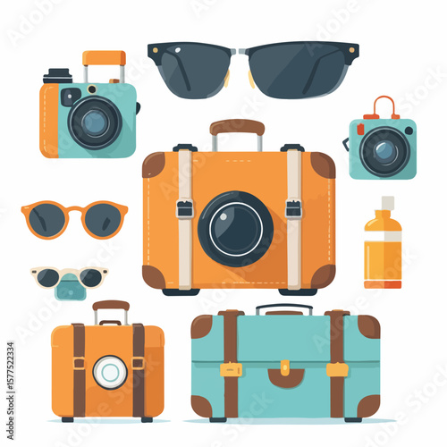 Travel Essentials Flat Icon Set