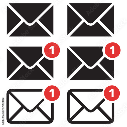 Envelopes displaying email notification featuring new incoming messages, digital communication icon for business alerts and inbox updates.