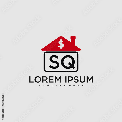 SQ initial monogram logo for real estate with creative roof and simple home bussines image design