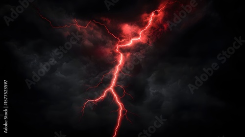 Fototapeta Naklejka Na Ścianę i Meble -  Red lightning isolated on a black background