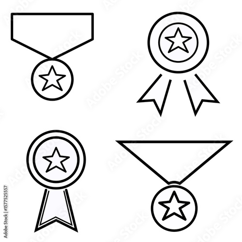 minimalist award line icon with transparent background