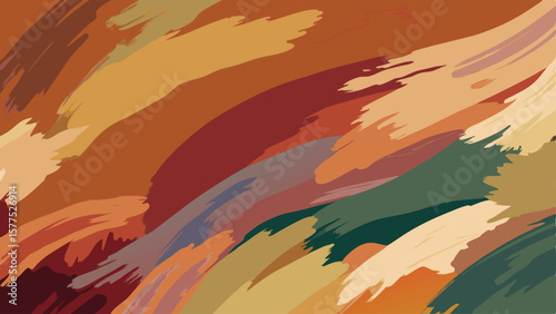 Abstract Brush Strokes: A vibrant abstract pattern of multicolored brush strokes in warm hues, creating a dynamic and textured backdrop for creative designs.