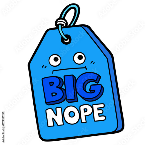Bold blue nope text on a clean white background for emphasis