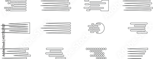 Speed lines vector icons set, motion, fast, and dynamic effect collection, outline graphic group, editable design elements for comic, racing, and creative action projects