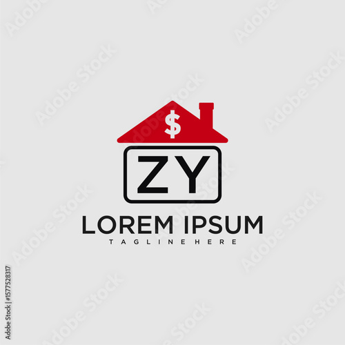 ZY initial monogram logo for real estate with creative roof and simple home bussines image design