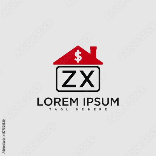 ZX initial monogram logo for real estate with creative roof and simple home bussines image design