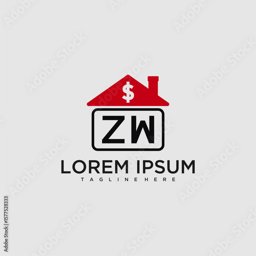 ZW initial monogram logo for real estate with creative roof and simple home bussines image design