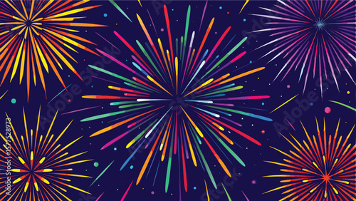 Colorful Fireworks Explosion: An abstract illustration bursts forth with vibrant colors and dazzling light displays in a mesmerizing showcase of celebration.