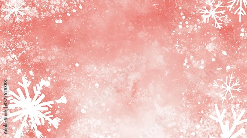 Delicate coral hue with snow flurry artistic background that evokes a sense of winter elegance and