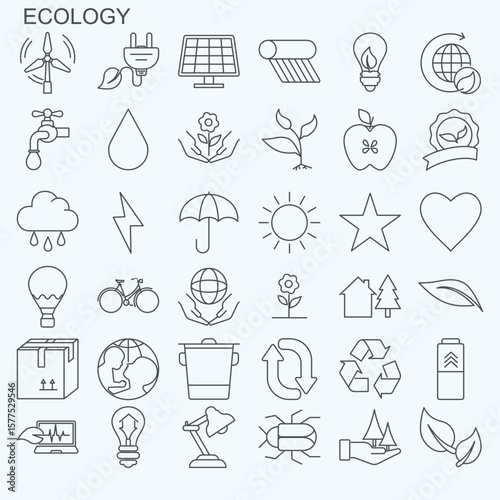 Ecology Icons set collection vector