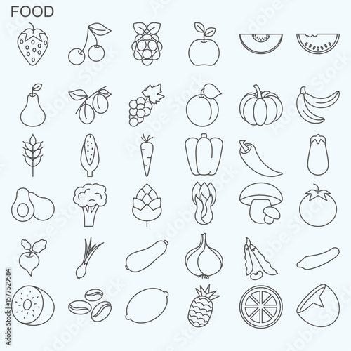 Food vectors Icons set collection vector