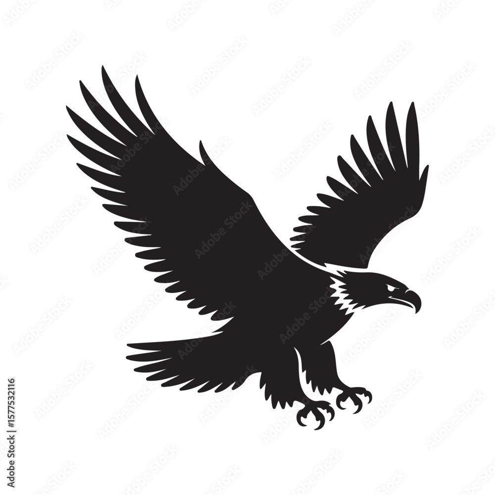 Fototapeta premium Eagle flying vector, Eagle fly clipart, Eagle icon silhouette vector illustration 