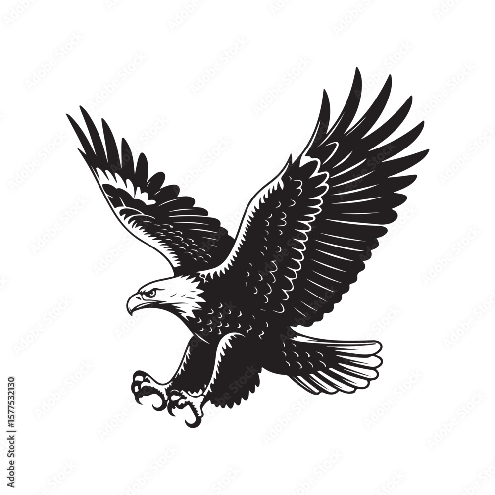 Obraz premium Eagle flying vector, Eagle fly clipart, Eagle icon silhouette vector illustration