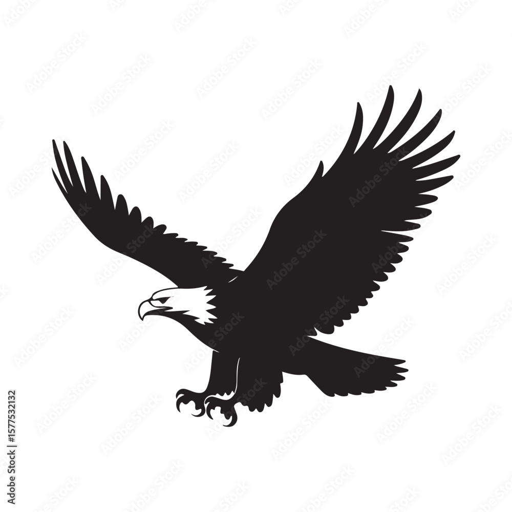 Fototapeta premium Eagle flying vector, Eagle fly clipart, Eagle icon silhouette vector illustration 