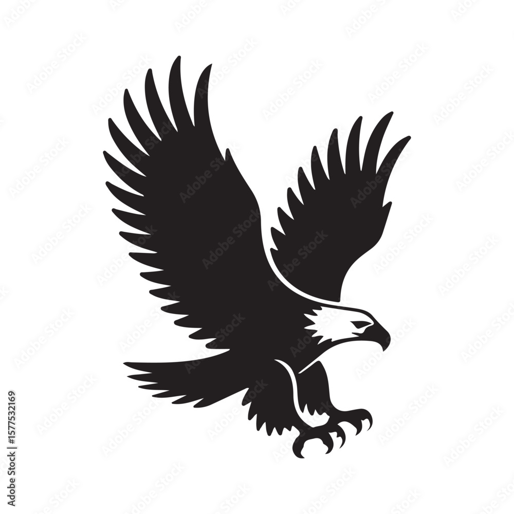 Obraz premium Eagle flying vector, Eagle fly clipart, Eagle icon silhouette vector illustration