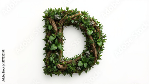 Beautiful artistic letter D with nature elements
