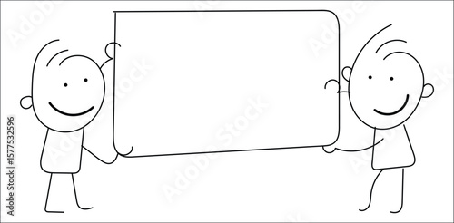 Large empty rectangular speech board in hand-drawn cartoon style – transparent background sketch illustration for messaging, quotes, communication ideas, or announcement concepts.
