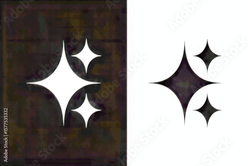 Four Sparkle Symbols on Dark and White Backgrounds