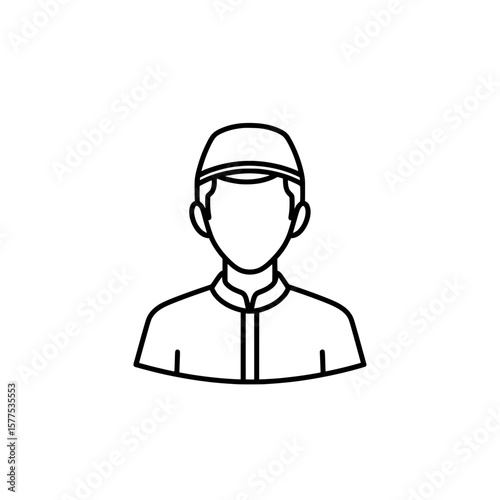 Line art portrait of a person wearing a cap and jacket