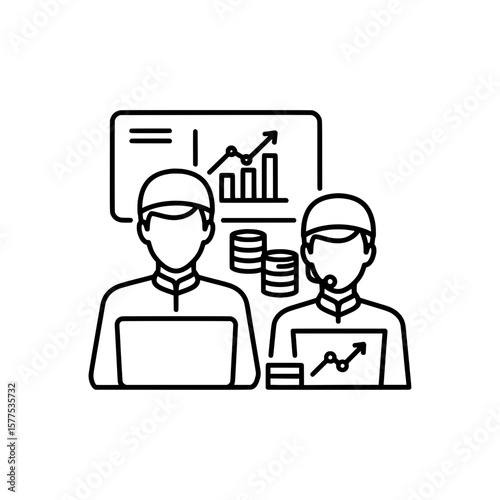 Business analysts working with data charts and graphs