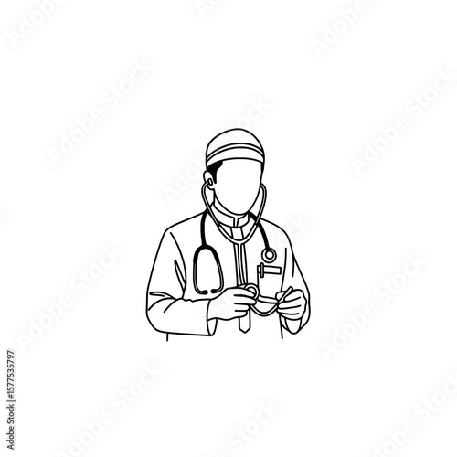Healthcare professional with stethoscope and clipboard outside