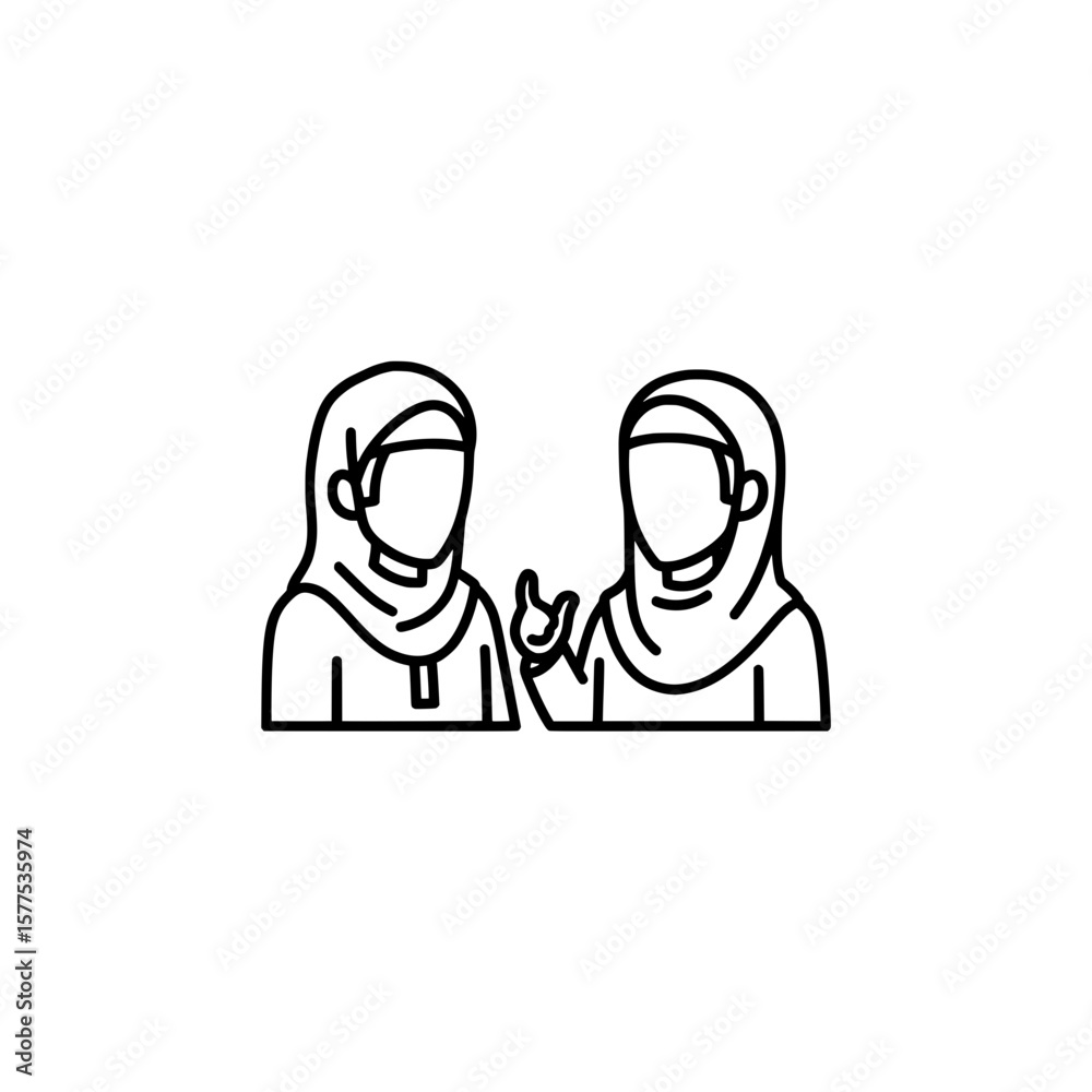 Obraz premium Two women wearing hijabs engaging in conversation