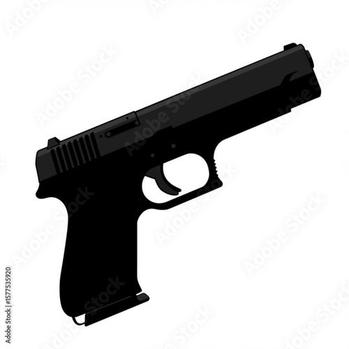 A black semi automatic handgun pistol isolated on a white background