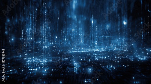 High-quality photo of illustration of futuristic technology cyberspace. Information network of data center. Abstarct background blue wallpaper.