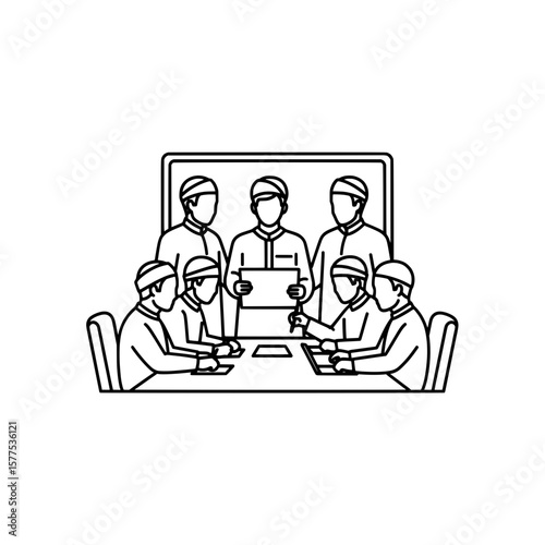 Business team meeting with presentation and discussion