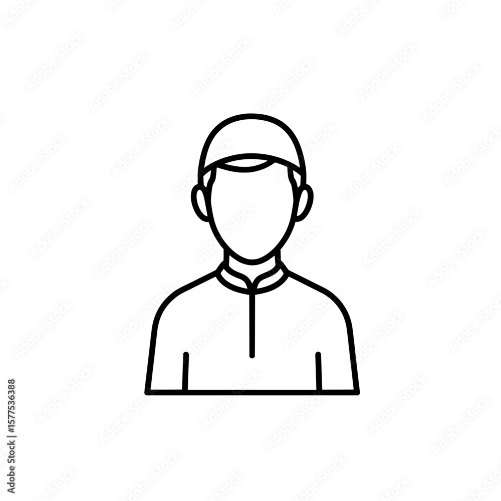 Fototapeta premium Line art portrait of a person wearing a cap and casual shirt