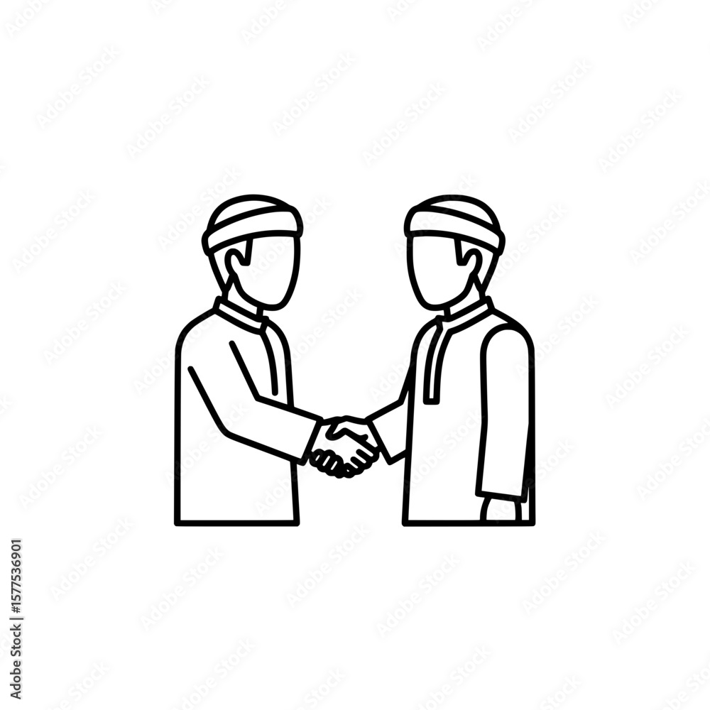 Fototapeta premium Handshake between two individuals wearing protective suits and headgear